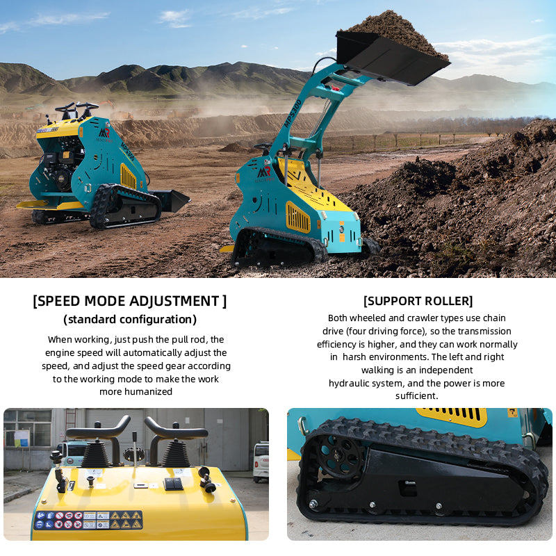 13.5HP Hydraulic Mini Skid Steer Loader Compact Guided Drive Track Gasoline