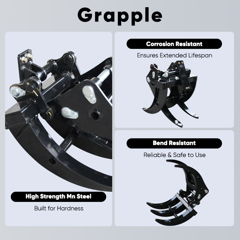 NEW Mini Excavator Attachment Grapple Wide Opening Grabber for Small Diggers