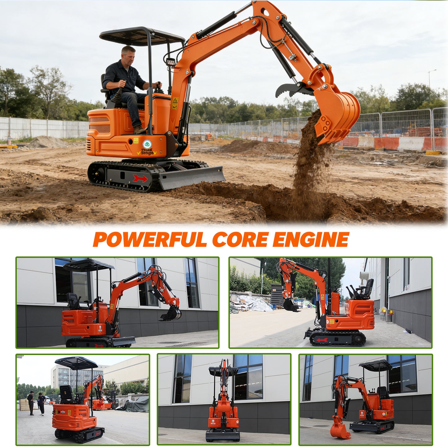 1.2 Ton New Pilot Control B&S Gasoline Mini Excavator, 13.5HP B&S Petrol Engine, W/Ripper, Rake, Bucket, US In Stock, Include 12 Months Parts Replacement Service(Not Assembled)