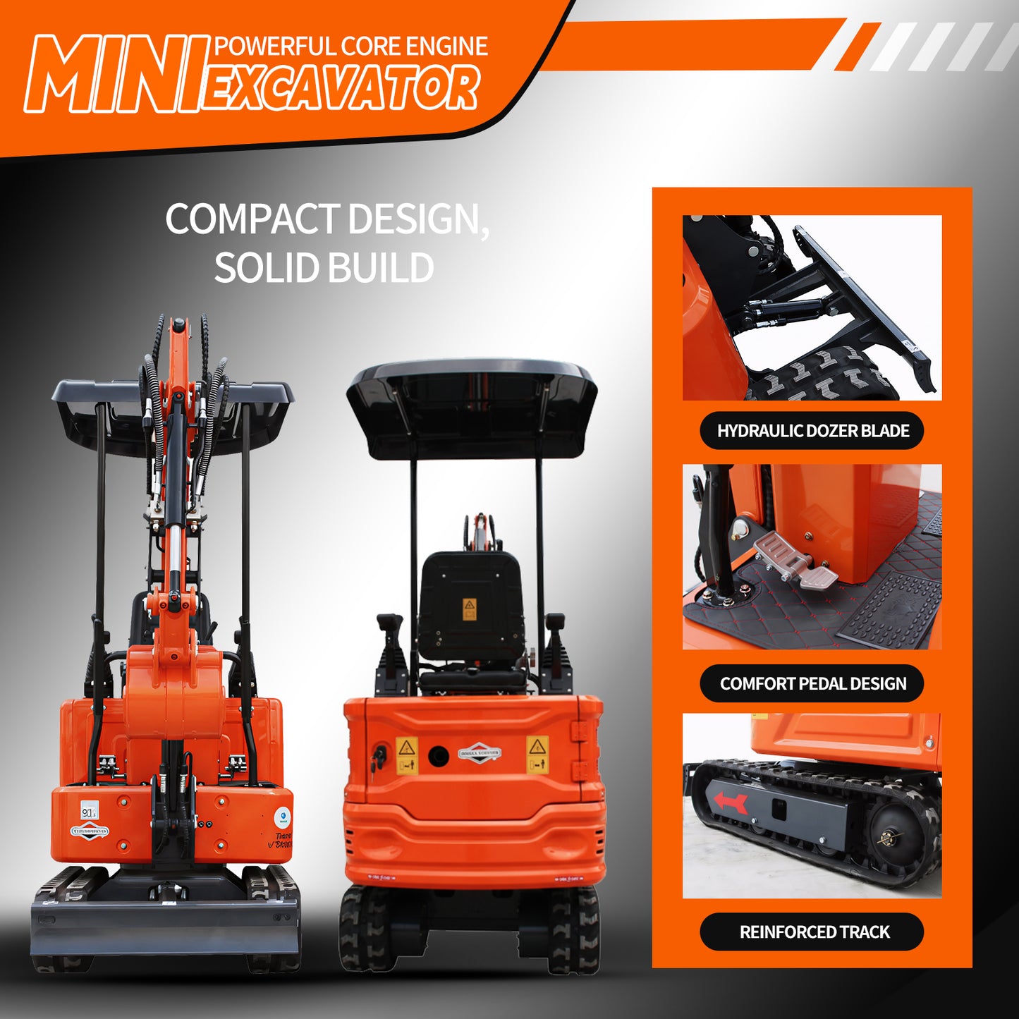 MachPro DS-15Pro 1.2 Ton Mini Excavator – 13.5HP Briggs & Stratton Engine, Pilot Control System, 36" Width for Tight Gates – Includes Bucket, Ripper, Rake & Thumb