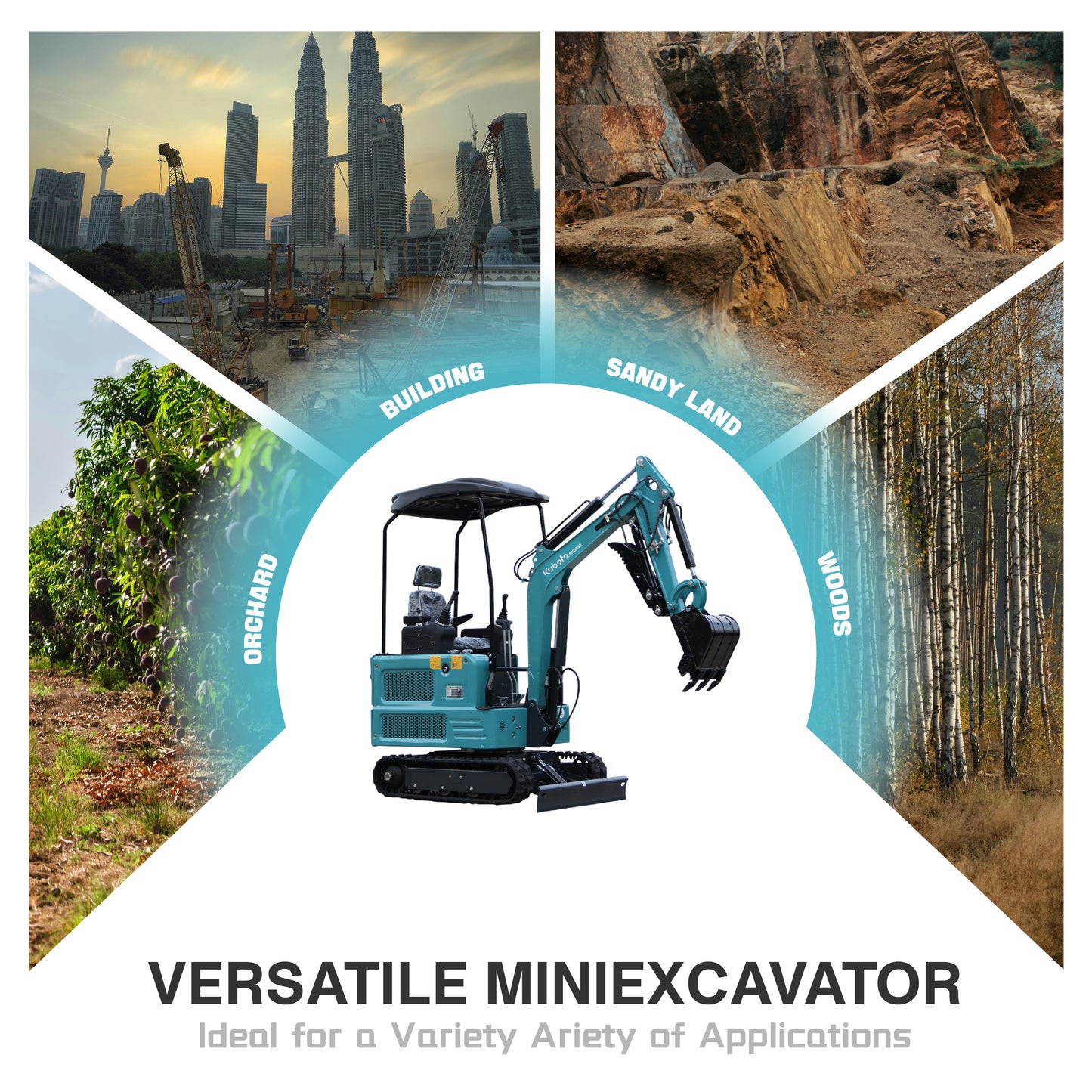 A Mini Excavator 1.8Ton w/Kubota Diesel Engine Hydraulics Digger USA Stock New