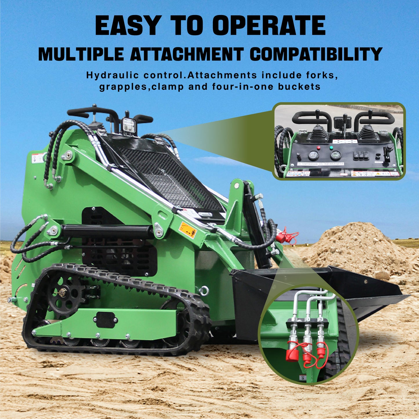 Stand-on Crawler Mini Skid Steer Loader with 13.5HP Engine Gas Bucket In USA