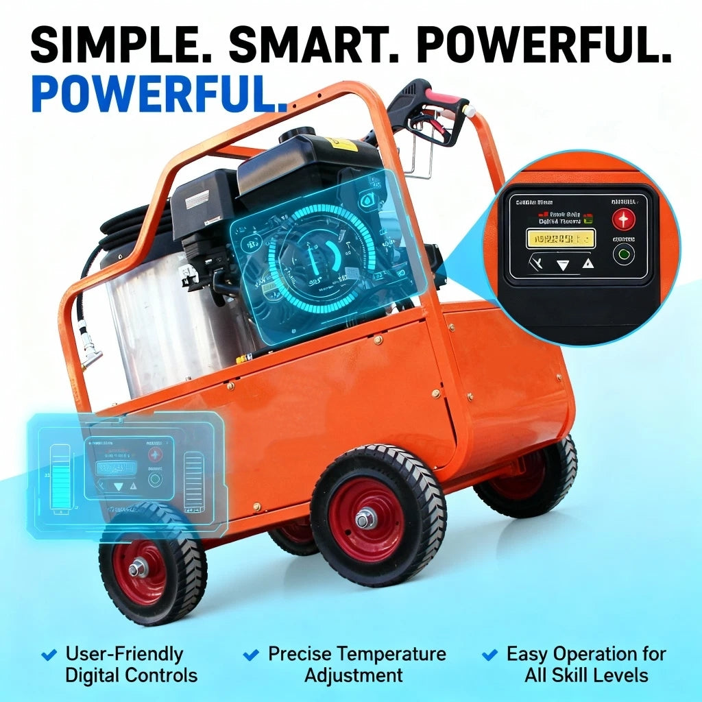 Machpro H4000 Industrial Hot Water Pressure Washer – 4060 PSI, 212°F Diesel High-Temp Cleaner with Briggs & Stratton Engine & Italian AR Pump (Orange)