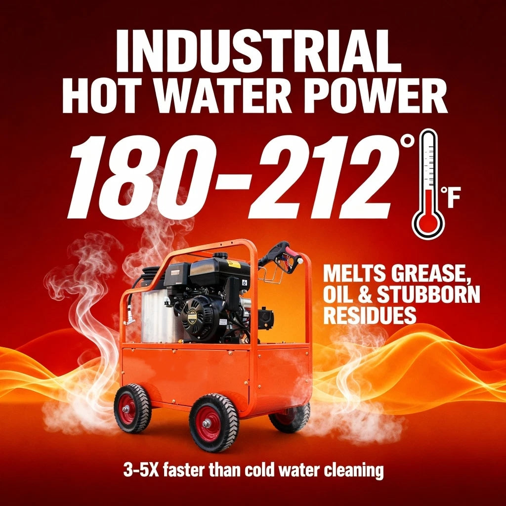 Machpro H4000 Industrial Hot Water Pressure Washer – 4060 PSI, 212°F Diesel High-Temp Cleaner with Briggs & Stratton Engine & Italian AR Pump (Orange)