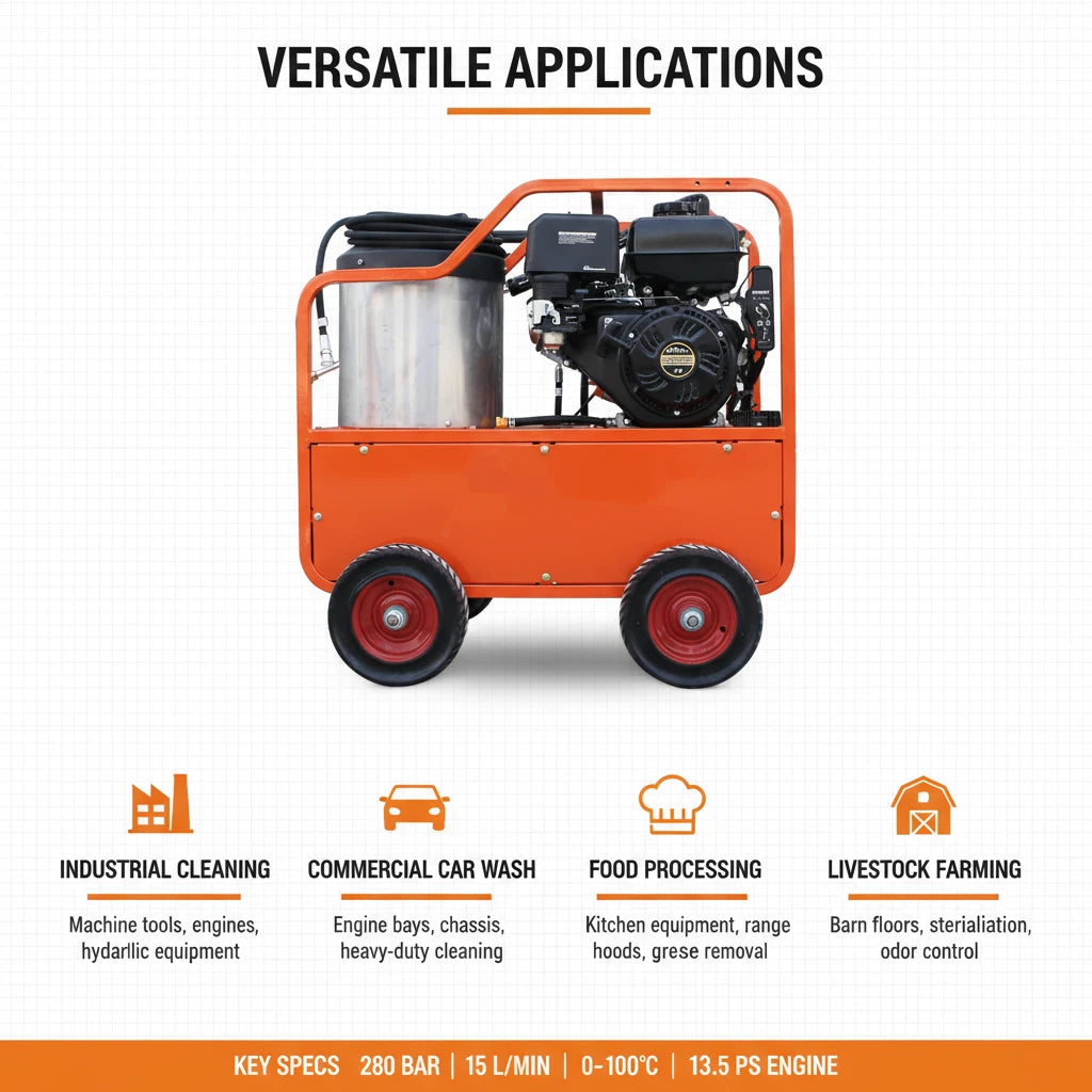 Machpro H4000 Industrial Hot Water Pressure Washer – 4060 PSI, 212°F Diesel High-Temp Cleaner with Briggs & Stratton Engine & Italian AR Pump (Orange)