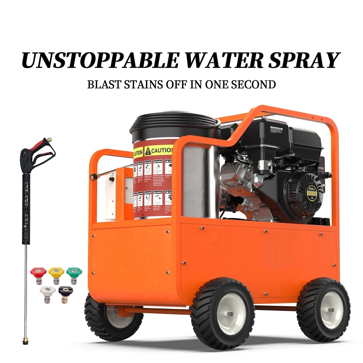 Machpro H4000 Industrial Hot Water Pressure Washer – 4060 PSI, 212°F Diesel High-Temp Cleaner with Briggs & Stratton Engine & Italian AR Pump (Orange)
