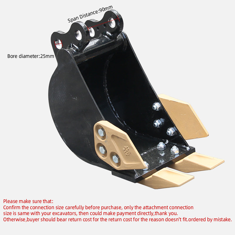 200mm Narrow Trenching Tooth Bucket Attachment For 0.8-1.5Ton Mini Excavators