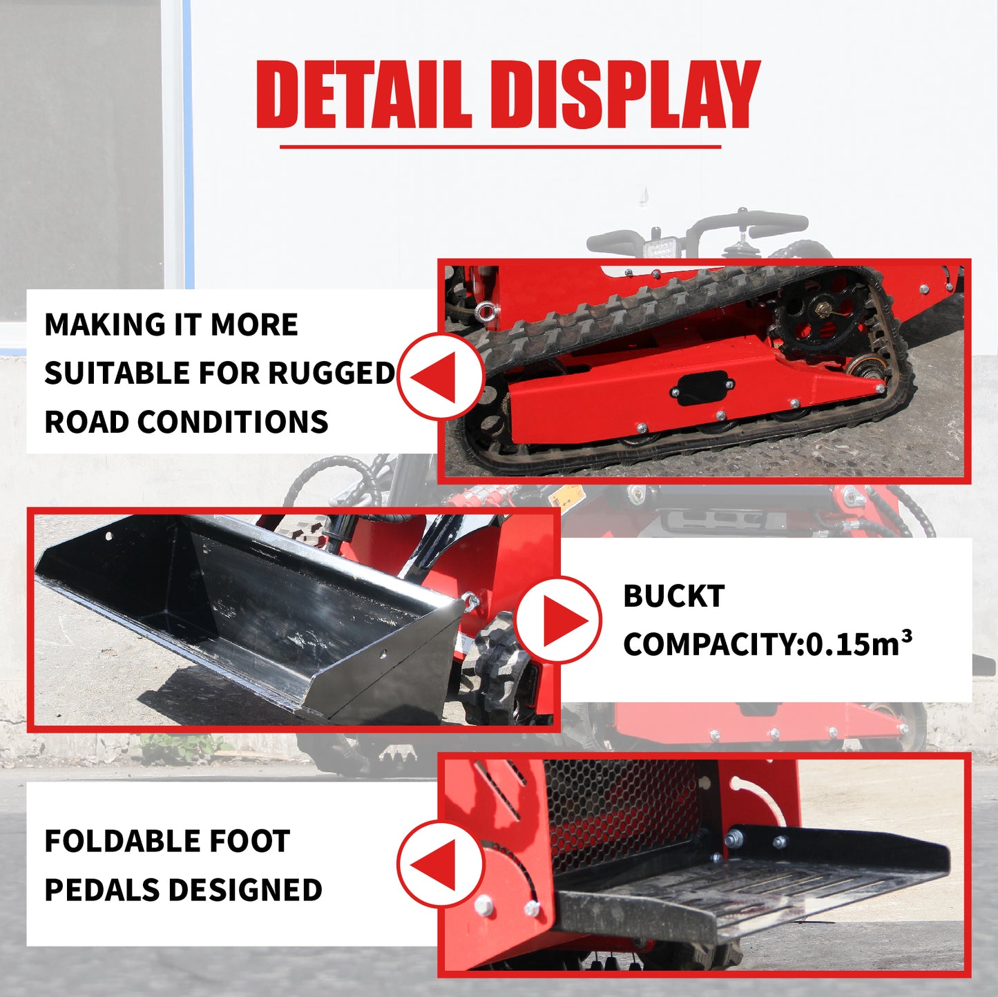 2025 13.5HP Mini Skid Steer Loader B&S Gasoline Stand-on Gas Electric Start