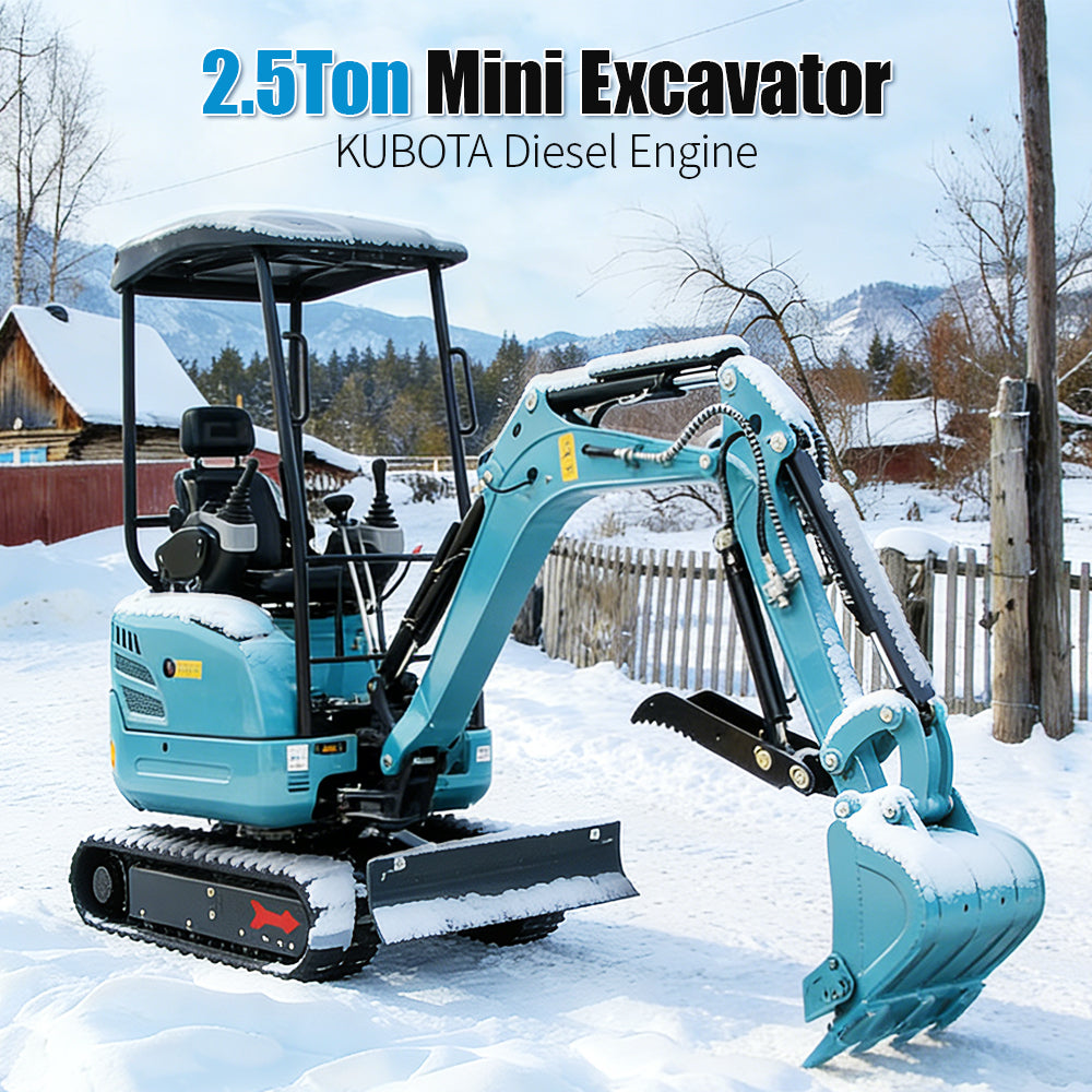 2.5 Ton Mini Excavator, With 16.5 HP Diesel KubotaEngine, 3-Cylinder Diesel Engine, US In Stock, Suitable for Gardening and Landscaping etc