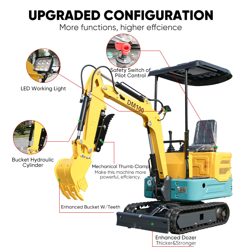 13.5HP 2000Lbs Crawler Mini Hydraulic Excavator Thumb Clamp Garden In CAN Stock