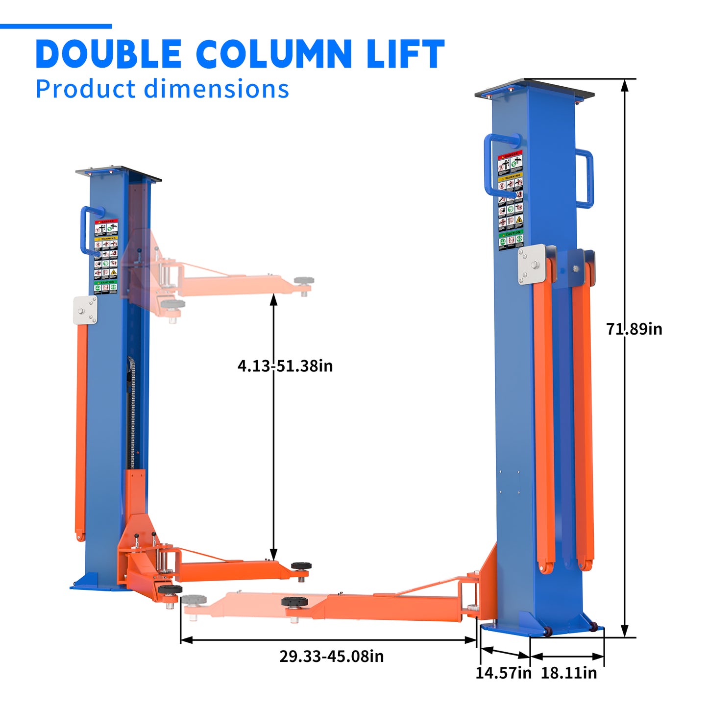 8,000 lbs Portable Two-Post Car Lift – Heavy-Duty Vehicle Hoist with Double S-Column Design & 2.2KW Hydraulic Pump