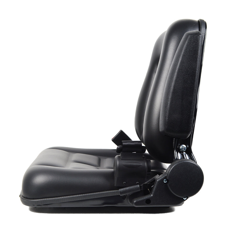 Universal Heavy Duty Forklift Seat – 90° Upright Backrest, Lumbar Support, 6in Slide, Fits Most Standard Forklifts Including Linde, Toyota, Hyster Models (Black)