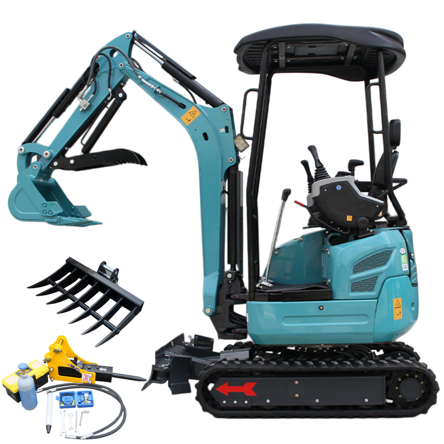 2.5 Ton Mini Excavator, With 16.5 HP Diesel KubotaEngine, 3-Cylinder Diesel Engine, US In Stock, Suitable for Gardening and Landscaping etc