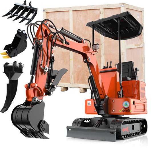 1.2 Ton New Pilot Control B&S Gasoline Mini Excavator, 13.5HP B&S Petrol Engine, W/Ripper, Rake, Bucket, US In Stock, Include 12 Months Parts Replacement Service（Not Assembled）