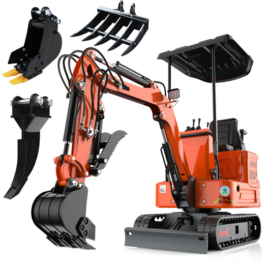 MachPro DS-15Pro 1.2 Ton Mini Excavator – 13.5HP Briggs & Stratton Engine, Pilot Control System, 36" Width for Tight Gates – Includes Bucket, Ripper, Rake & Thumb