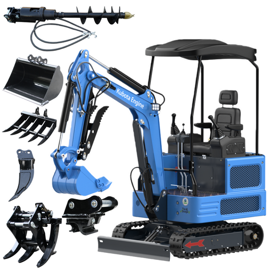 1.8 Ton New Pilot Control KubotaEnigne Diesel Mini Excavator, 2800LBS Dig Force, for Home Garden Digging