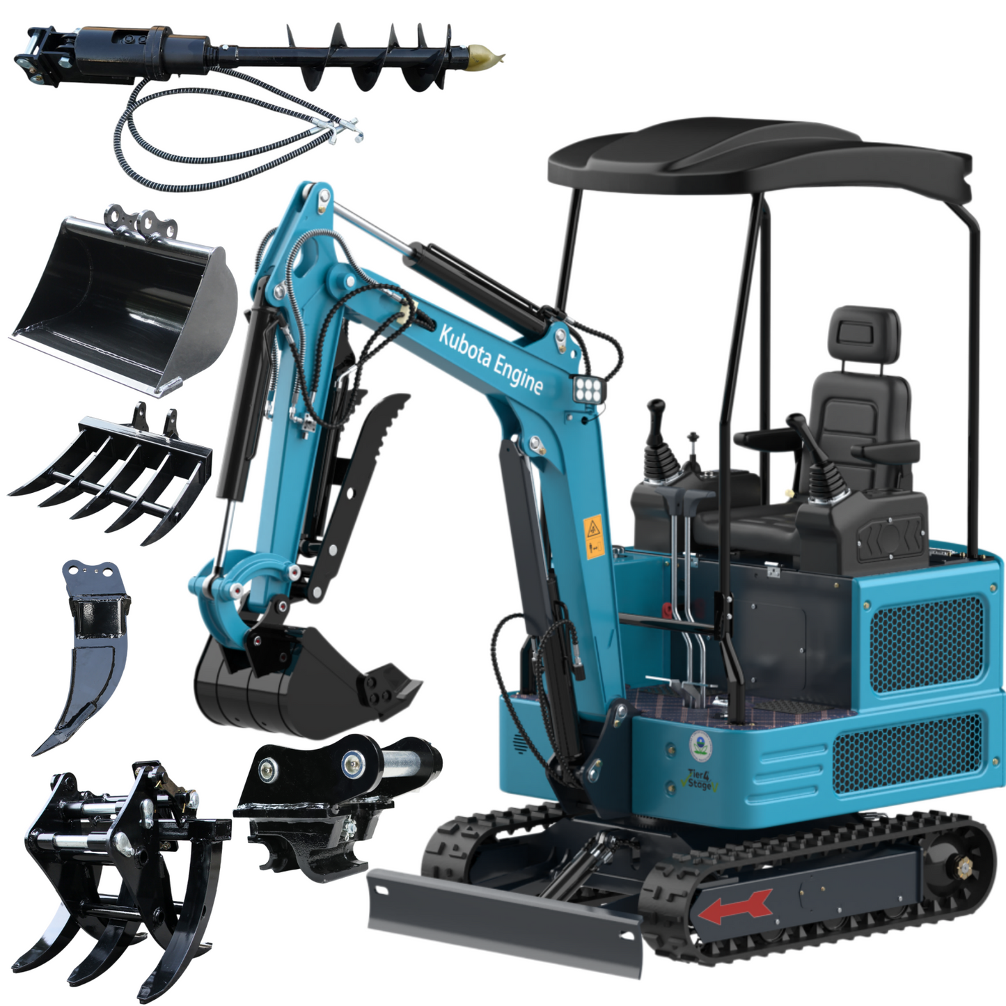 MachPro DS-180 1.8T Mini Excavator with Kubota Diesel Engine – Pilot Control, Hydraulic Thumb, Built-in Boom Pipes, 43" Wide – EPA Certified, Includes 1-Year Parts Warranty & Free Shipping