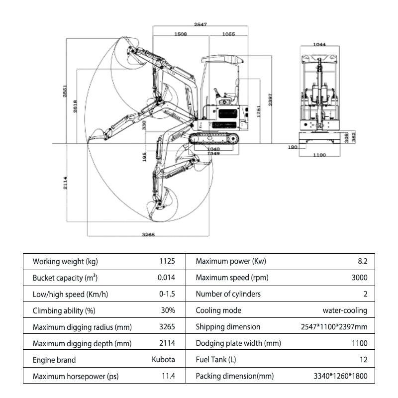 A Mini Excavator 1.8Ton w/Kubota Diesel Engine Hydraulics Digger USA Stock New