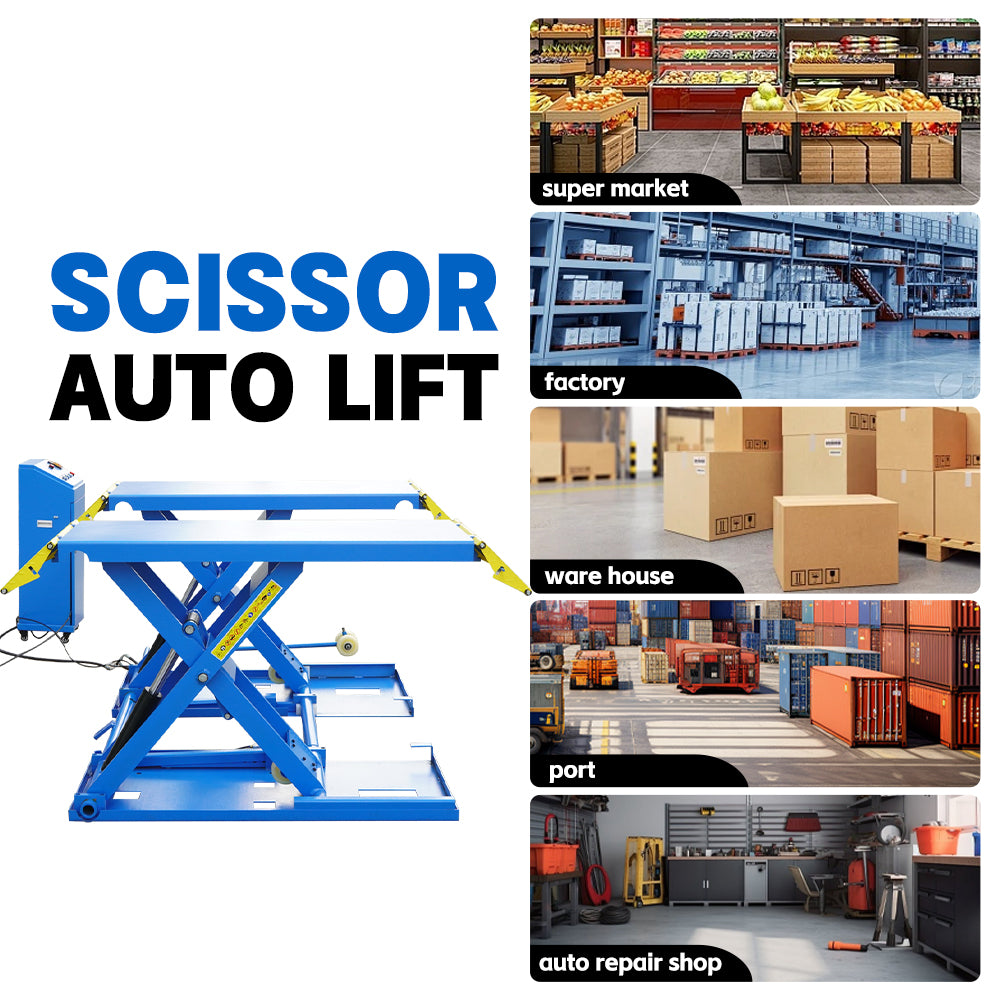 6614 lbs Mid-Rise Scissor Lift for Home Garage - 110V/60Hz Portable Car Lift with Pneumatic Release