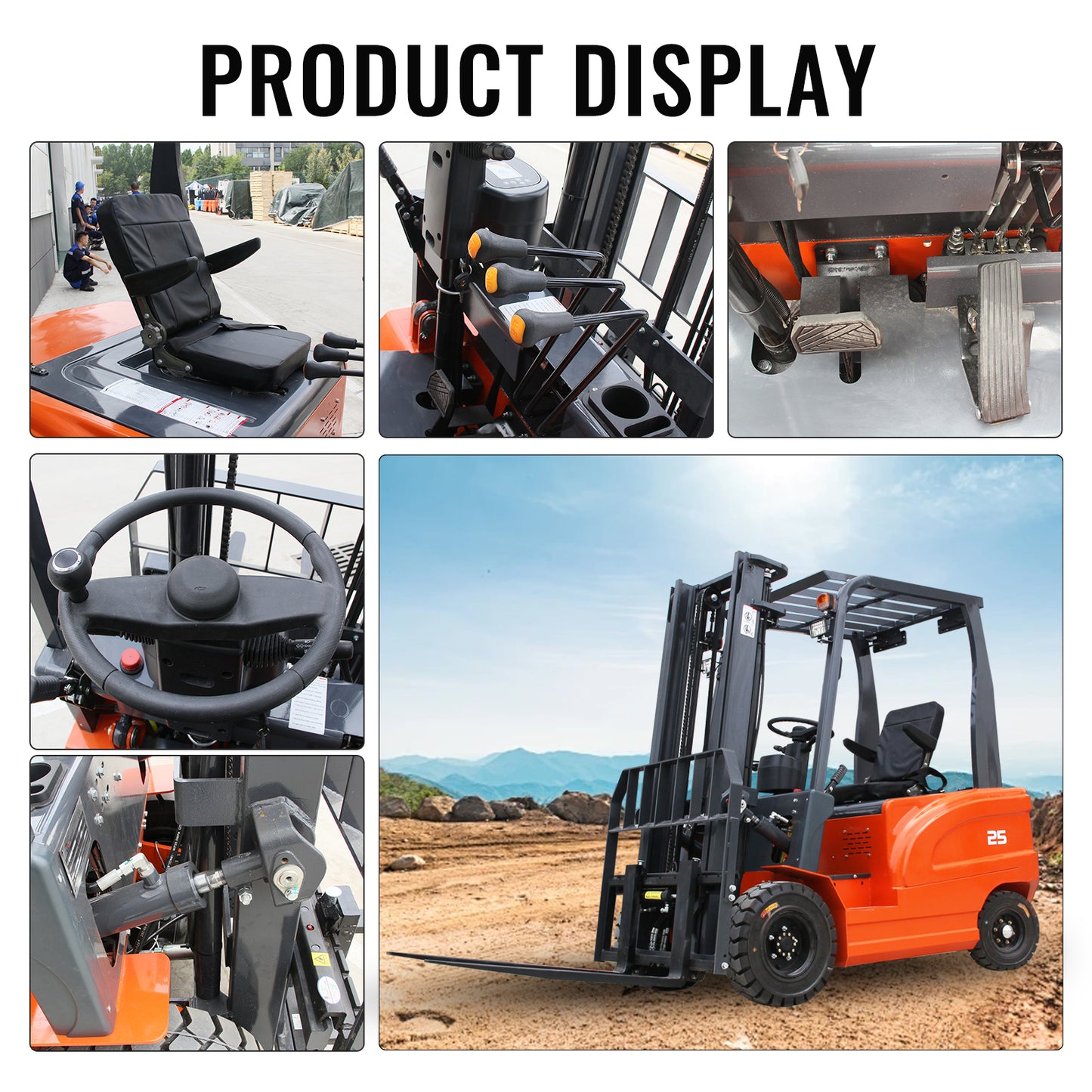 2000kg (4400lbs) Electric Forklift 3000mm Lift - 60V AC Motor Sit-Down Counterbalance Fork Lift Truck with Solid Tires & Side Shifter