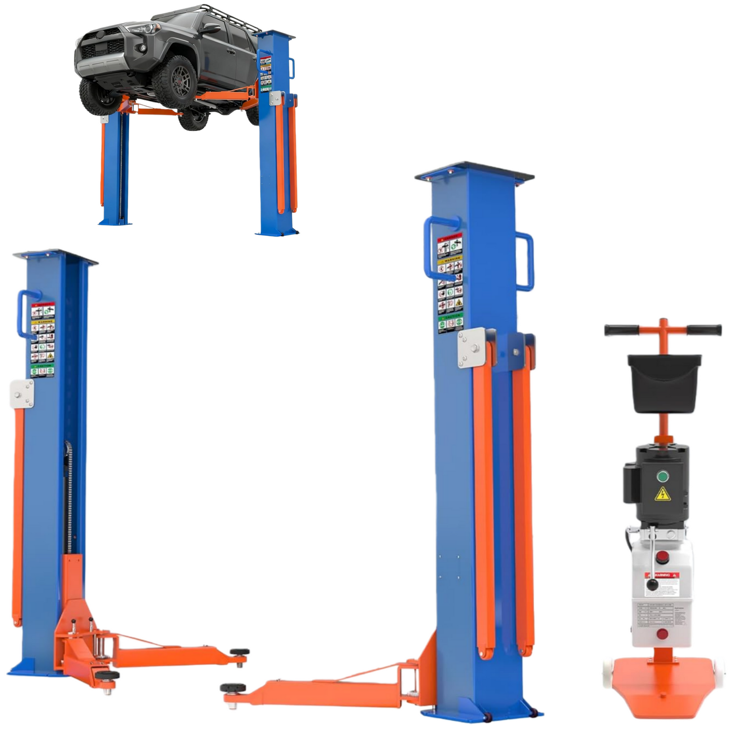 8,000 lbs Portable Two-Post Car Lift – Heavy-Duty Vehicle Hoist with Double S-Column Design & 2.2KW Hydraulic Pump